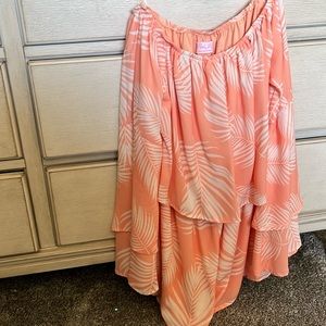 Pink Lily Boutique long-sleeved, off the shoulder romper. Worn once. Size small.